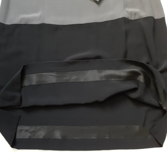 Eileen Fisher Color Block Long Sleeve Tencel Shift Dress Black Gray Size M - Picture 11 of 14